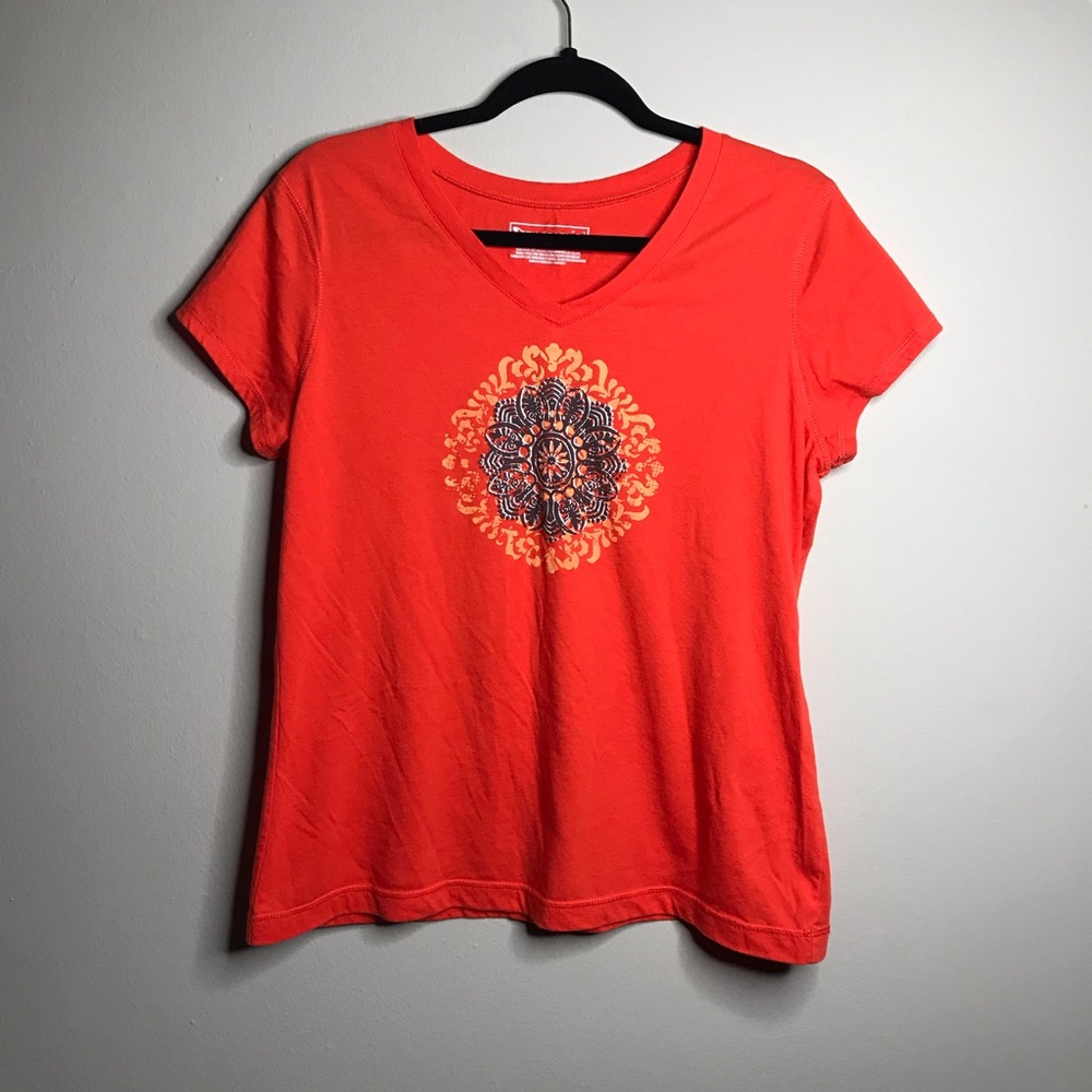 Tek Gear Orange Sun Boho Tee Size Large
